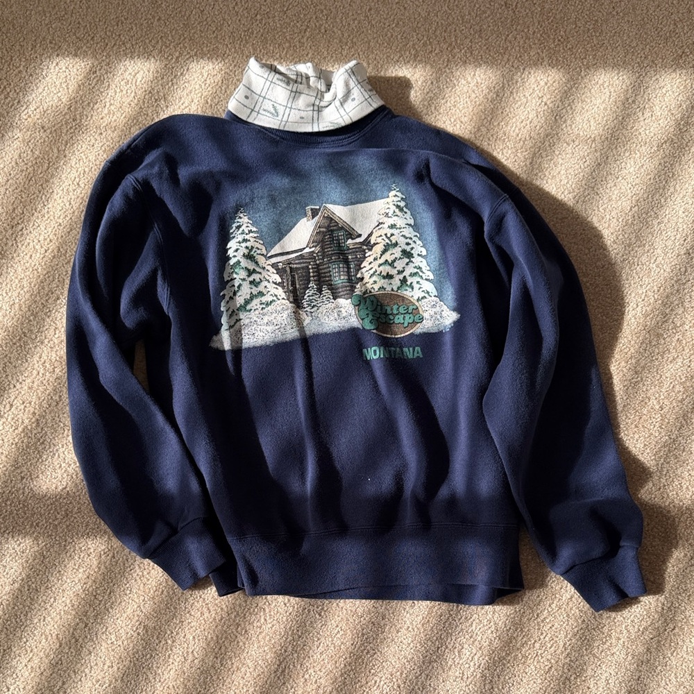 Hanes Navy Blue Winter Cabin Sweater